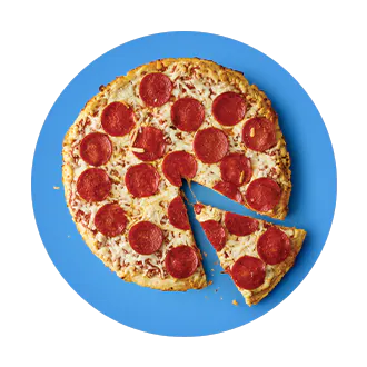 pepperoni pizza on blue background